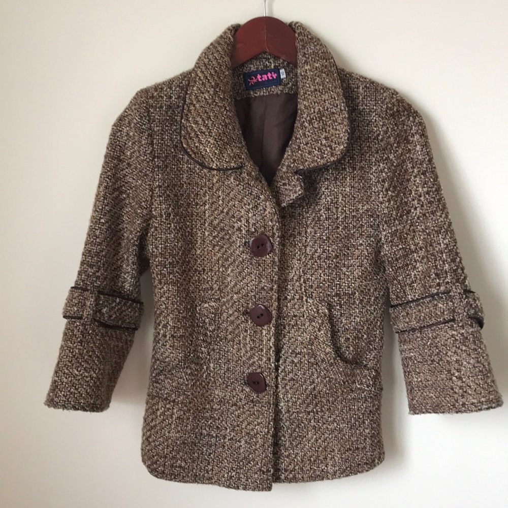 Button Front Tweed Jacket